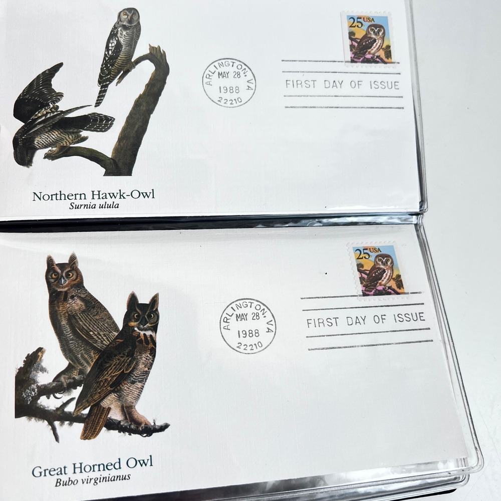 1988 Fleetwood Owls of America First Day Cover Stamp Collection Audubon Society - Picture 4 of 5
